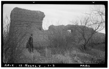 Historic American Buildings Survey Delos H. Smith, photographer February 1940 SOUTH ELEVATION - San Gabriel de Guevavi, Santa Cruz River, Nogales, Santa Cruz County, AZ HABS ARIZ,12-NOGAL.V,1-3