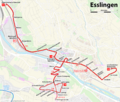 Karte des Oberleitungsbus Esslingen