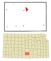 Kingman County Kansas Incorporated and Unincorporated areas Kingman Highlighted.svg