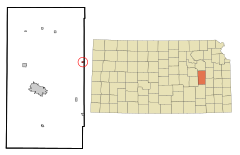 Lyon County Kansas Incorporated and Unincorporated areas Reading Highlighted.svg