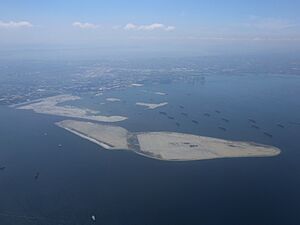 Archivo:Manila Bay reclamation project from air (Pasay; 04-17-2024)