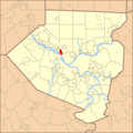 Map of Allegheny County PA Highlighting Bellevue