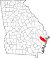 Map of Georgia highlighting Liberty County
