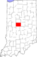 Map of Indiana highlighting Boone County