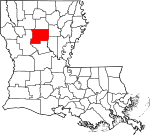 Mapa de Luisiana con la ubicación del Parish Winn