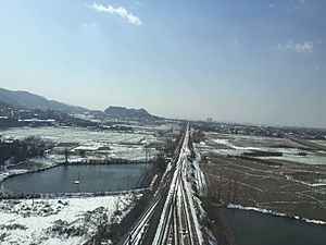 Archivo:Nanjing-Tongling Railway in snow (20160124125500)
