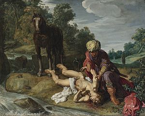 Archivo:Pieter Lastman - The Good Samaritan tending the wounds of the traveller