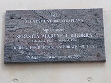 Placa casa natal Sebastià Mariné i Bigorra.jpg