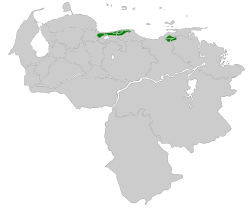 Distribución geográfica del churrín de Caracas.