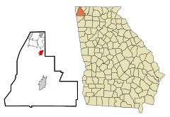 Walker County Georgia Incorporated and Unincorporated areas Chickamauga Highlighted.svg