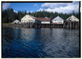 Cannery from boat. Large building on pilings to left holds tanks, functioned as intake point - Kake Salmon Cannery, 540 Keku Road, Kake, Wrangell-Petersburg Census Area, AK HAER AK,22-KAKE,2-37 (CT)