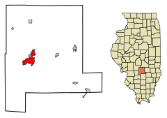 Fayette County Illinois Incorporated and Unincorporated areas Vandalia Highlighted.svg
