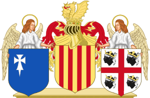 Archivo:Heraldic Emblems of the Kingdom of Aragon with supporters