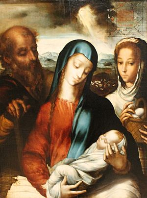 Archivo:La sagrada familia con el horóscopo de Cristo (c. 1560), de Luis de Morales