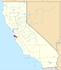 Mapa de California con la ubicación del condado de Santa Cruz