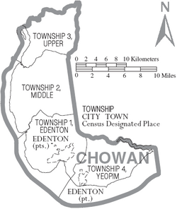 Archivo:Map of Chowan County North Carolina With Municipal and Township Labels
