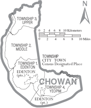 Archivo:Map of Chowan County North Carolina With Municipal and Township Labels