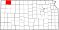 Map of Kansas highlighting Rawlins County