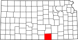 Map of Kansas highlighting Sumner County.svg