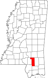 Map of Mississippi highlighting Forrest County.svg