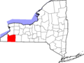 Map of New York highlighting Cattaraugus County