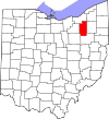 Mapa de Ohio con la ubicación del condado de Summit