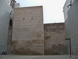 Archivo:Medieval Walls of Málaga in Carretería, front view