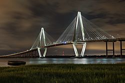 Ravenel Bridge at night from Mt Pleasant.jpg