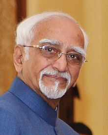 The Vice President, Shri Shri M. Hamid Ansari during the release of his book ‘Citizen and Society’ at Rashtrapati Bhavan in 2016.jpg
