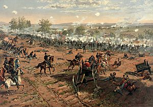 Archivo:Thure de Thulstrup - L. Prang and Co. - Battle of Gettysburg - Restoration by Adam Cuerden (cropped)