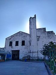 Torreón dañado por el sismo 19s y parte del casco de la antigua hacienda. 