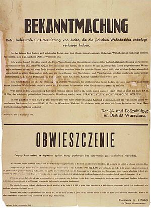 Archivo:Afisz-kara śmierci za pomoc Żydom