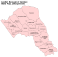 Camden London UK labelled ward map 2002