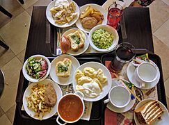 Food from Puzata Hata restaurant in Lviv