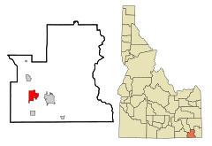 Franklin County Idaho Incorporated and Unincorporated areas Dayton Highlighted.svg