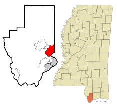 Hancock County Mississippi Incorporated and Unincorporated areas Diamondhead Highlighted.svg