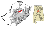Jefferson County Alabama Incorporated and Unincorporated areas Fultondale Highlighted.svg
