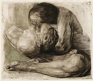 Archivo:Kaethe Kollwitz - Frau mit totem Kind