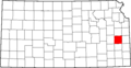 Map of Kansas highlighting Anderson County