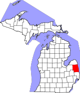 Map of Michigan highlighting Sanilac County.svg