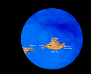Archivo:Map of earth 3'000 million years ago showing Vaalbara and Ur continents
