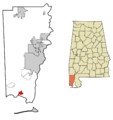 Mobile County Alabama Incorporated and Unincorporated areas Bayou La Batre Highlighted