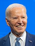 President Joe Biden departs after speaking at the NAACP Convention, Tuesday, July 16, 2024, in Las Vegas, Nevada (cropped)