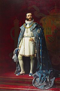 Archivo:Retrato de Alfonso XII con el manto de la Orden de Carlos III