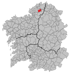 Localización de Somozas en Galicia.