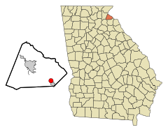 Stephens County Georgia Incorporated and Unincorporated areas Avalon Highlighted.svg