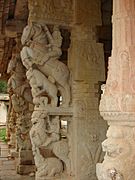 Yali pillars1 at Ranganatha temple in Rangasthala, Chikkaballapur district