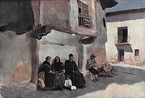 Archivo:1923-09-22, La Esfera, La pintura española contemporánea, Plaza mayor de Manzanera, Cecilio Pla (cropped)