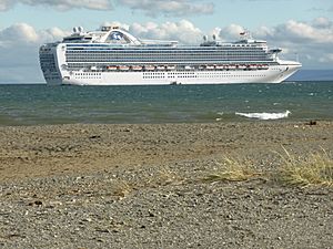 Archivo:Crown Princess, buque de cruceros, en el Estrecho de Magallanes, frente a Punta Arenas, Chile