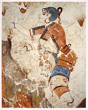 Archivo:Cueilleuse de safran, fresque, Akrotiri, Grèce